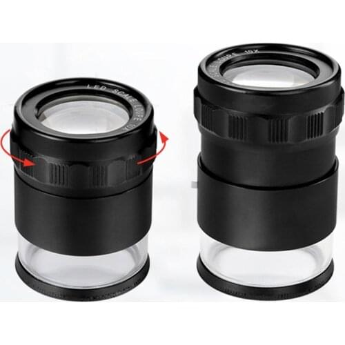 Optical glass 8LED Multi-scale Graticule Scale Magnifier Loupe magnifying glass