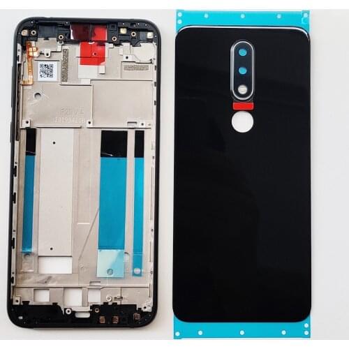 Original For Nokia 6.1 Plus Aluminum Middle Frame Plate+Battery Door Housing Back Glass Cover With Adhesive Replacement Parts