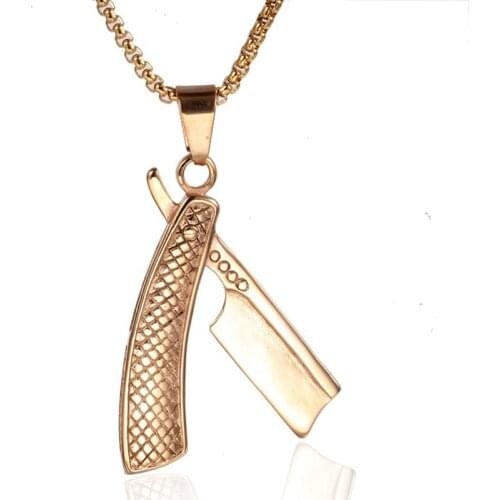 Retro Punk Barber Razor Pendant Necklace Mens Necklace New Fashion Hip Hop Accessories Party Jewelry