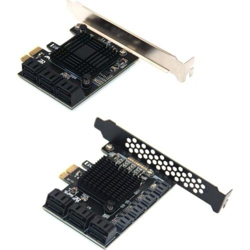 Expansion Card PCIE 1X to 6/10 Ports Adapter SATA 3.0 6Gbps Interface Rate Riser Expansion Card for Desktop PC Computer
