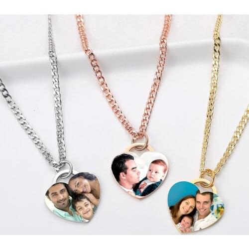 Custom Heart Photo Pendant Personalized Photo Jewelry Stainless Steel Necklace Custom Photo Necklace Fathers Day Mothers Day