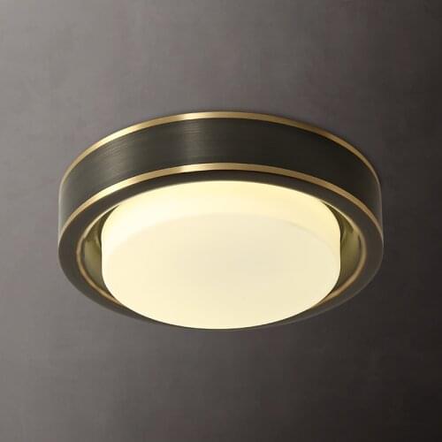 Simple post-modern retro copper ceiling lamp round bedroom room lamp balcony aisle porch ceiling lamp