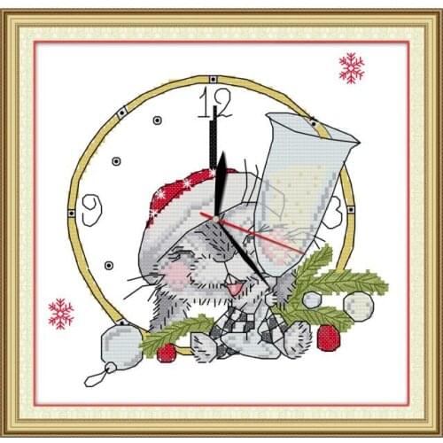 Christmas squirrel cross stitch kit aida 14ct 11ct count print canvas stitches embroidery DIY handmade