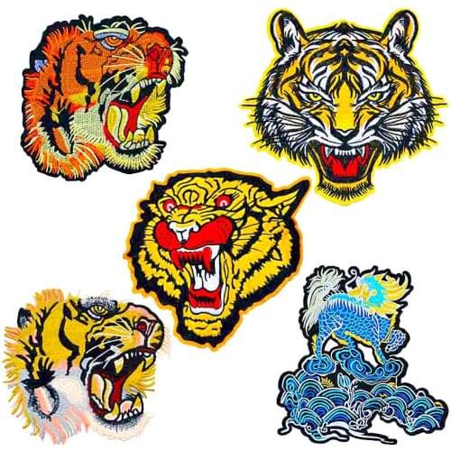 Animal Cartoon Decorative Patch Tiger Unicorn icon Embroidered Applique Patches For DIY Iron on Stickers Badges on backpack