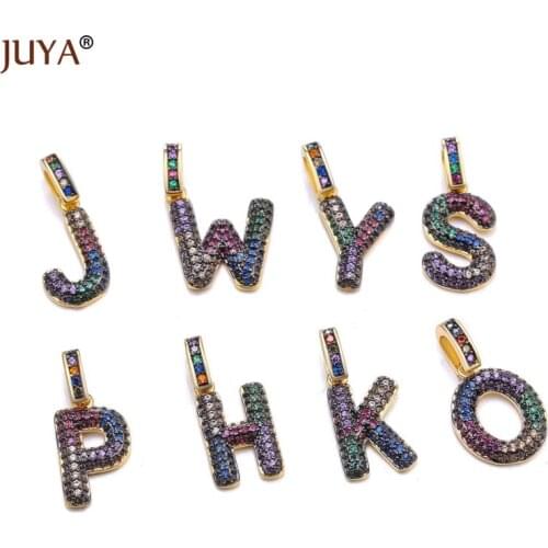1pcs 21*10mm A-Z colour zircon rhinestone trendy letter charms pendants for diy necklace & bracelets jewelry making accessories