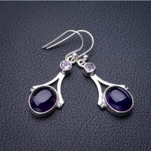 StarGems Natural Amethyst Handmade 925 Sterling Silver Earrings 1.5" E1145