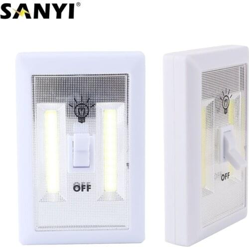 COB LED Switch Night Light Magnetic Wall Lamp AAA Battery Operated Cordless Cabinet Garage Closet Lamps Camping Emergency Light
