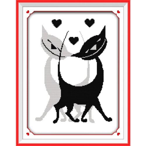 Everlasting Love Black & White Lover Cats Chinese Cross Stitch Kits Ecological Cotton Stamped DIY Gift New Decorations For Home