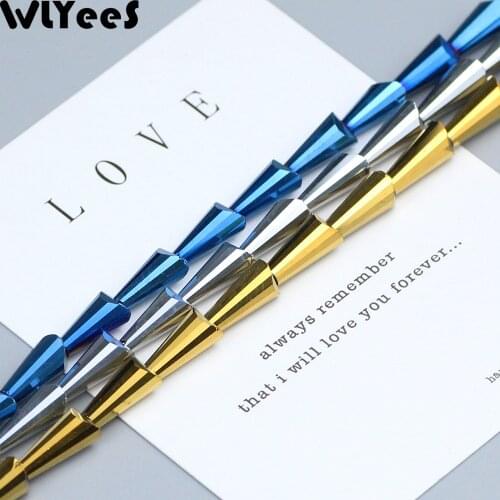 WLYeeS 50pcs/lot 6*12mm Austrian Tower shape crystal beads Cone Glass Loose Spacer beads for Jewelry Pendant necklace Making DIY