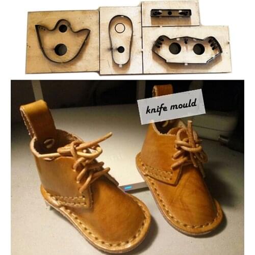 Japan Steel Blade DIY Leather Craft Shoes Design Wooden Die Cutting Knife Mould Template Hand Punch Machine Tool Set 80x40mm