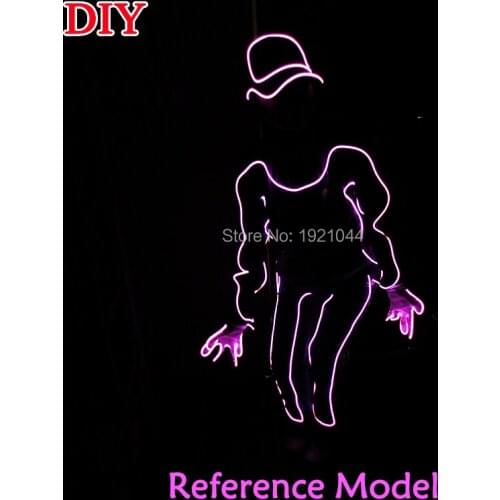 10 colors chose EL Wire By the Style of Pink lady girl by DC-12V Botton Driver DIY Festival party clothes accessories