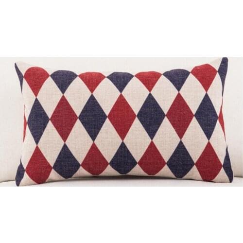 45x45/45x30cm red blue white diamond argyle cushion cover pillowcase linen fabric geometric lumbar pillow cover