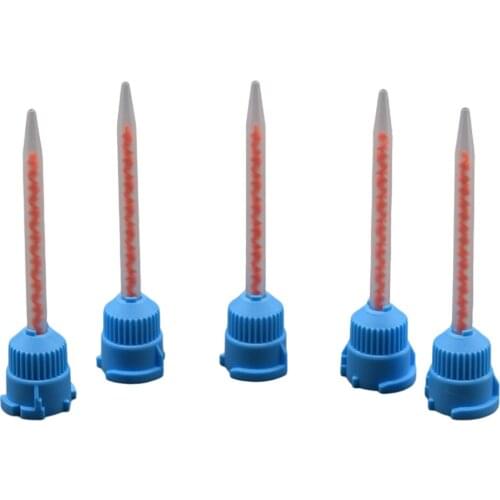 5pc 10:1 Epoxy Adhesive Resin AB Glue Static Mixing Mixer Nozzle Caulking Gun Dispenser Dual Cartridge Round Mixing Tube Set
