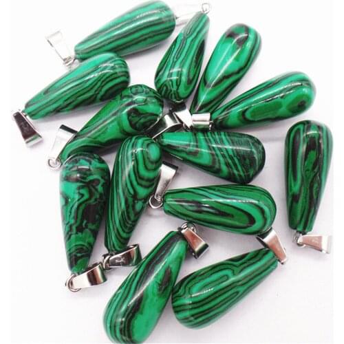 50Pcs 25x10mm Wholesale Green Malachite Teardrop Pendant Bead DIY Earrings Handmade Jewelry Accessories S663