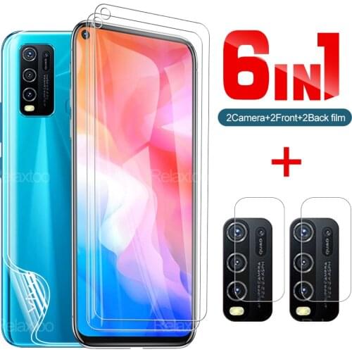 6-in-1 Tempered Glass And Hydraulic Film For Vivo Y20i Screen Protector For Vivo Y 20 Y 30 Y 31 Y 50 Camera Protector Lens Film