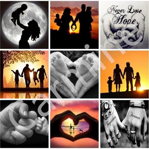 DIY 5D Diamond Painting Happiness Family Cross Stitch Full of love Picture Wall Sticker Full Round&Square Drill Home Decoration