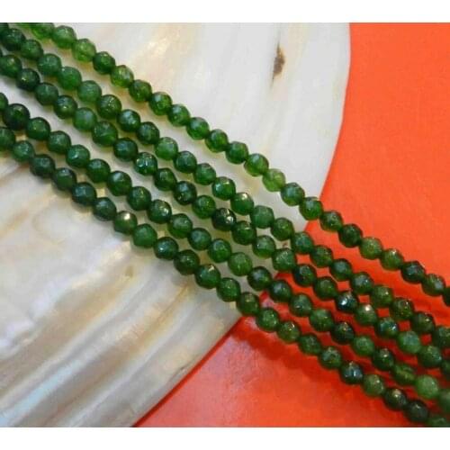 Free Shipping 4mm Faceted Natural Green Emerald Round Gems Loose Beads 15"
