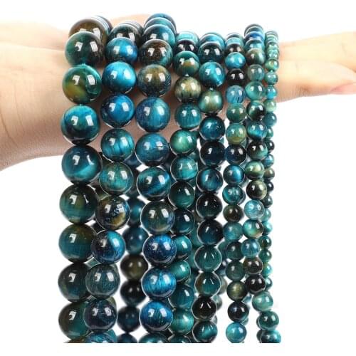 Natural Blue Tiger Eye Stone Beads Round Loose Spacer Beads For Jewelry Making DIY Bracelets Necklace Accessories 6/8/10/12MM