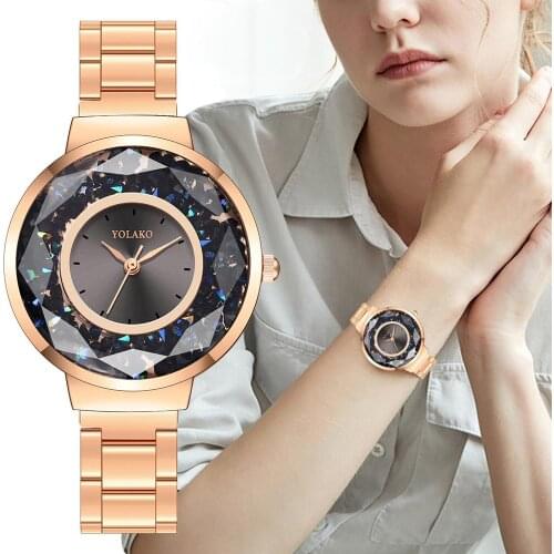 New Brand Ladies Watches Rose Gold Women Stainless Steel Rhinestone Quartz Wrist Watch Bracelet Watches Zegarek Damski Luxury