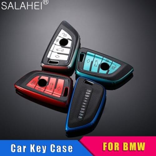 TPU Leather Anti-lost Number Plate Car Remote Key Case Shell For BMW 1 3 5 7 Series G20 G30 G32 G11 X1 X5 X6 F15 F16 F48 F39