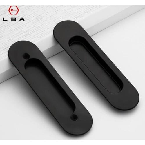 Black Hidden Cabinet Closet Door Handles Zinc Alloy Kitchen Cupboard Pulls Drawer Knobs Furniture Door Handle Hardware