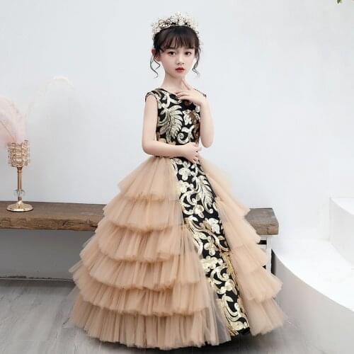 Kids Pageant Dresses For Toddler Girls Wedding Birthday Party Tulle Long Frocks Girl Princess Dress Children Evening Ball Gowns