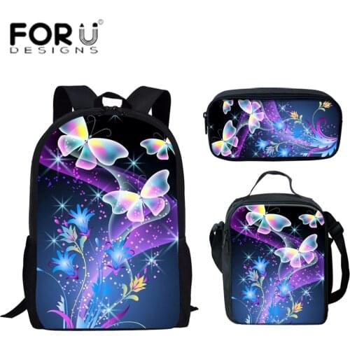 FORUDESIGNS Print Kpop Style Brand 2020 Backpacks For School Butterfly Teenagers Girls Boys Bags Fashion Women Travel Back Pack
