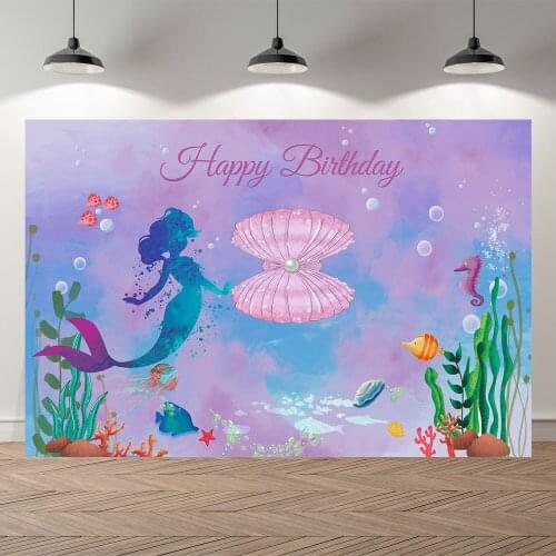 SeekPro Little Mermaid Princess kidUnder Sea Bed Castle Corals Photography Backdrop Baby shower Birthday Party photo background
