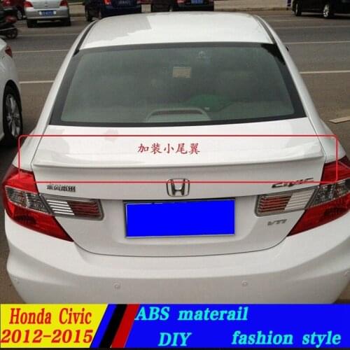 Use for honda civic Spoiler 2012-2015 civic lip Spoiler High Quality ABS Material Car Rear Wing Primer Color spoiler