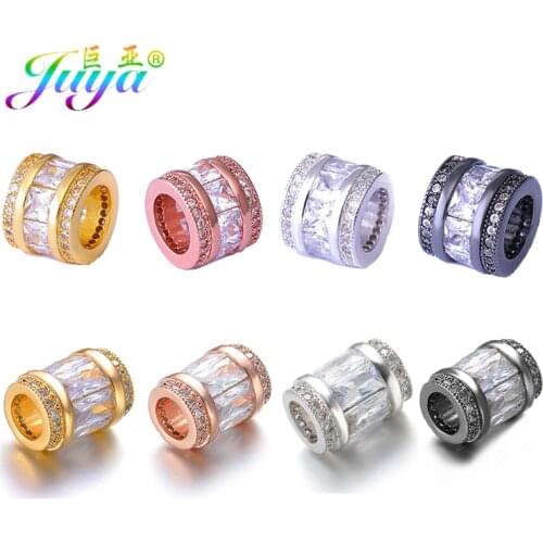Juya 4Pcs/Lot Wholesale Cubic Zirconia Big Hole Jewelry Beads For Handmade Beadwork Natural Stones Crystals Bracelets Making