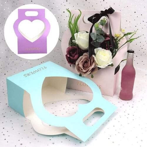 Valentines Day Flower Packaging Box Heart Shaped Flower Handheld Box Wedding Dress Up Flower Shop Handheld Flower Gift Box