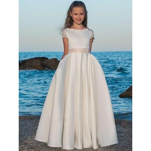 Fancy Pearls Flower Girl Dresses 2020 Vestidos daminha A Line Kids Evening Pageant Gowns Beads First Communion Dresses For Girls