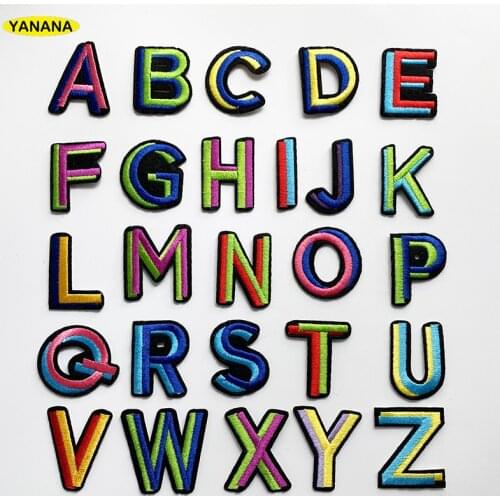 Colorful Alphabet English Letter Embroidery Iron On Patch For Clothing Badge Paste For Clothes Bag DIY