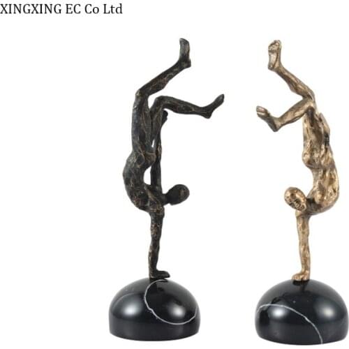 Creative retro metal figure decoration modern minimalist sports gymnastics figure upside down statue office home decoration