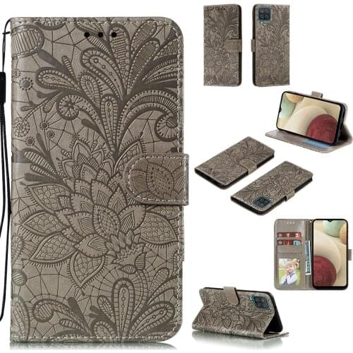 Lace Flower Embossed Pu Leather Phone Case for Samsung Galaxy F62/M62 Card Slot Wallet Photo Frame Kickstand Back Cover