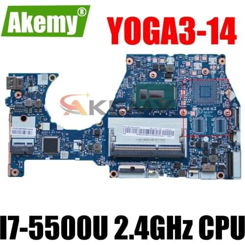 For Lenovo YOGA3-14 YOGA 3 14 Laptop Motherboard 5B20H35602 5B20H35614 NM-A381 With SR23W I7-5500U 2.4GHz CPU