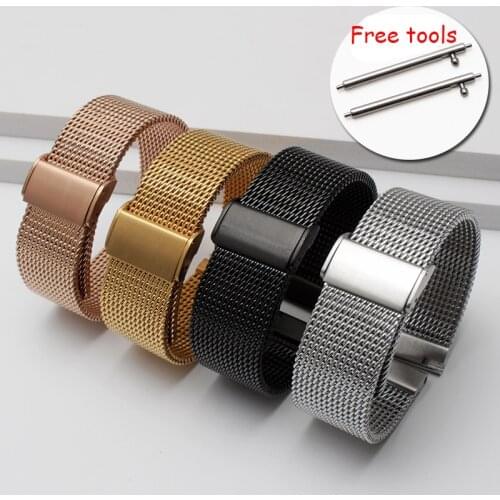 Milan mesh stainless steel bracelet for ticwatch Samsung S3 S2 S4 18mm 20mm 21mm 22mm Free shipping