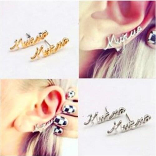 Fashion Jewelry New Bohemian Earrings Japanese Harajuku Letter Stud Earrings Elegant Earrings Individual Pierced Earrings