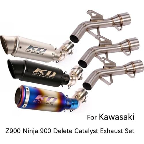Delete Catalyst Exhaust Set for Kawasaki Z900 Ninja 900 Motorcycle Exhaust Pipe 2 Mid Link Pipe Slip On 51mm Escape No DB Killer
