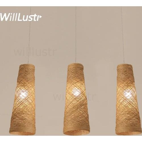 Natural handmade wicker pendant lamp home bedroom hotel dinning room restaurant hand knitted wicker suspension hanging light