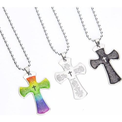 Stainless Steel Cross INRI Religion Long Men Necklaces Pendants Chain Punk for Boyfriend Male Jewelry Creativity Gift Wholesale