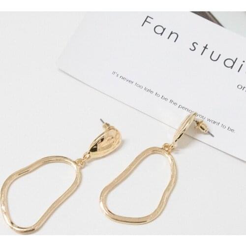 New Fashion earrings jewelry Gift Personality Hollow Metal Alloy Irregular Womens Earrings Gold Exaggerated Earrings Wholesale