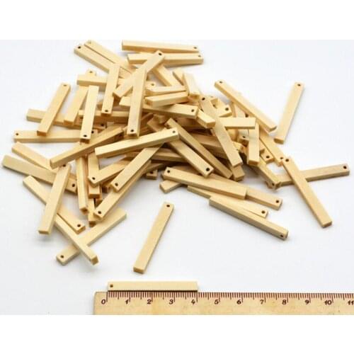 Original Color Wood Cuboid DIY Loose Bead Findings for Earrings Handmade 40x5mm 20pcs y1211