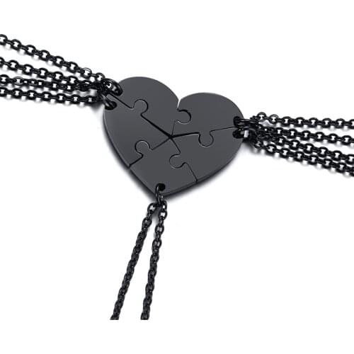 2021 Stainless steel European And American Graduation Friendship Heart-shaped Puzzle Pendant Necklace Suitable For Women And Men