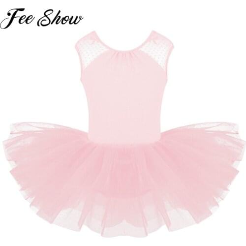 Ballerina Tutu Dress Baby Kids Girls Lace Splice U-shaped Back Ballet Dance Dresses Child Purim Day Halloween Christmas Costumes