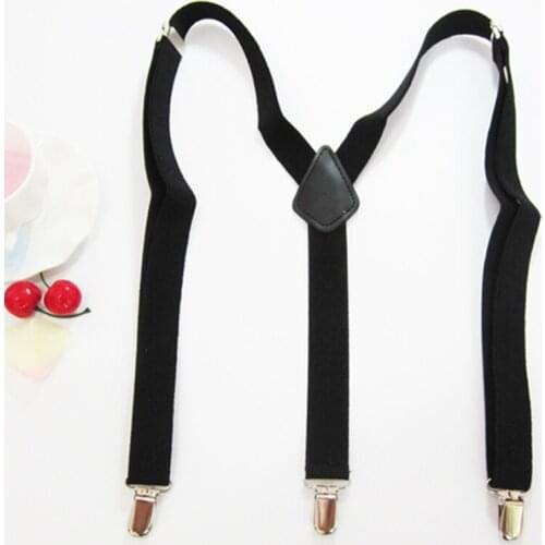 Genuine Leather Suspenders Ladys Braces Black color Suspenders 3 clasps Straps width:2.5cm