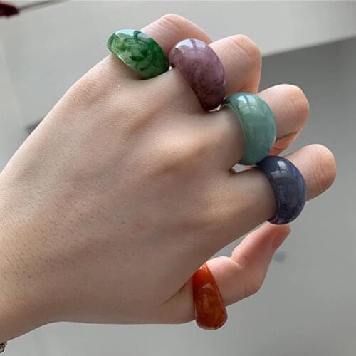 Vedawas Transparent Acrylic Finger Ring For Teen Girls Vintage Accessories Sequins Chic Womens Rings Minimalist Fashion Jewelry