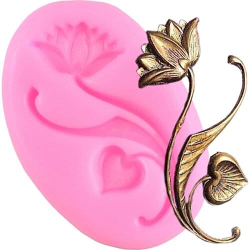 Silicone Lotus Flower Relief Cake Border Mold DIY Fondant Cake Decorating Candy Mold Resin Jewelry Polymer Clay Chocolate Mould