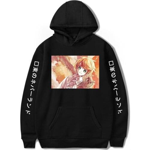 Promised Neverland Hoodie leisure Fashion Anime Winter Warm Print Long Sleeve Student Hooded Pullovers Loose Sweatshirts Unisex