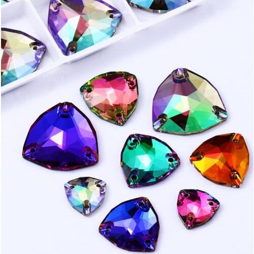 XiChuan Top K9 Fat Triangle Flatback Sew On Rhinestone Gem Glass Crystal For Needlework DIY Clothing Accessories Jewelry Making